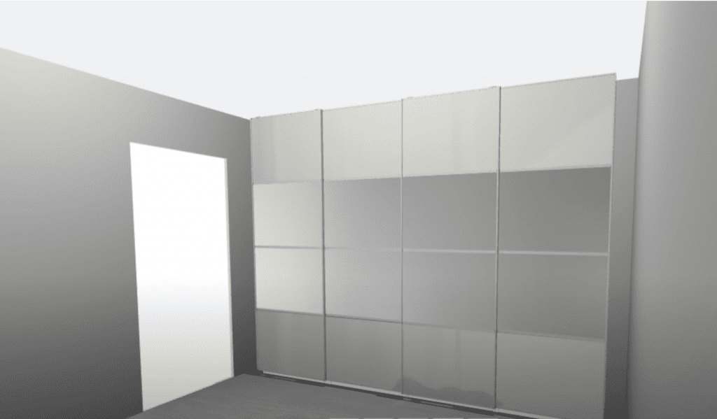 Visualisation with of the wardrobe with the doors fitted.